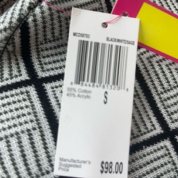 Catherine Malandrino Black & White Sleeves High Neck Knit Dress - Picture 6 of 6